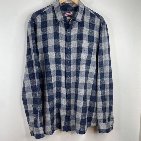 Johnnie O Flannel Shirt XL Plaid Silk Wool Surf Button Down Beach Fisherman Fall - Picture 2 of 13